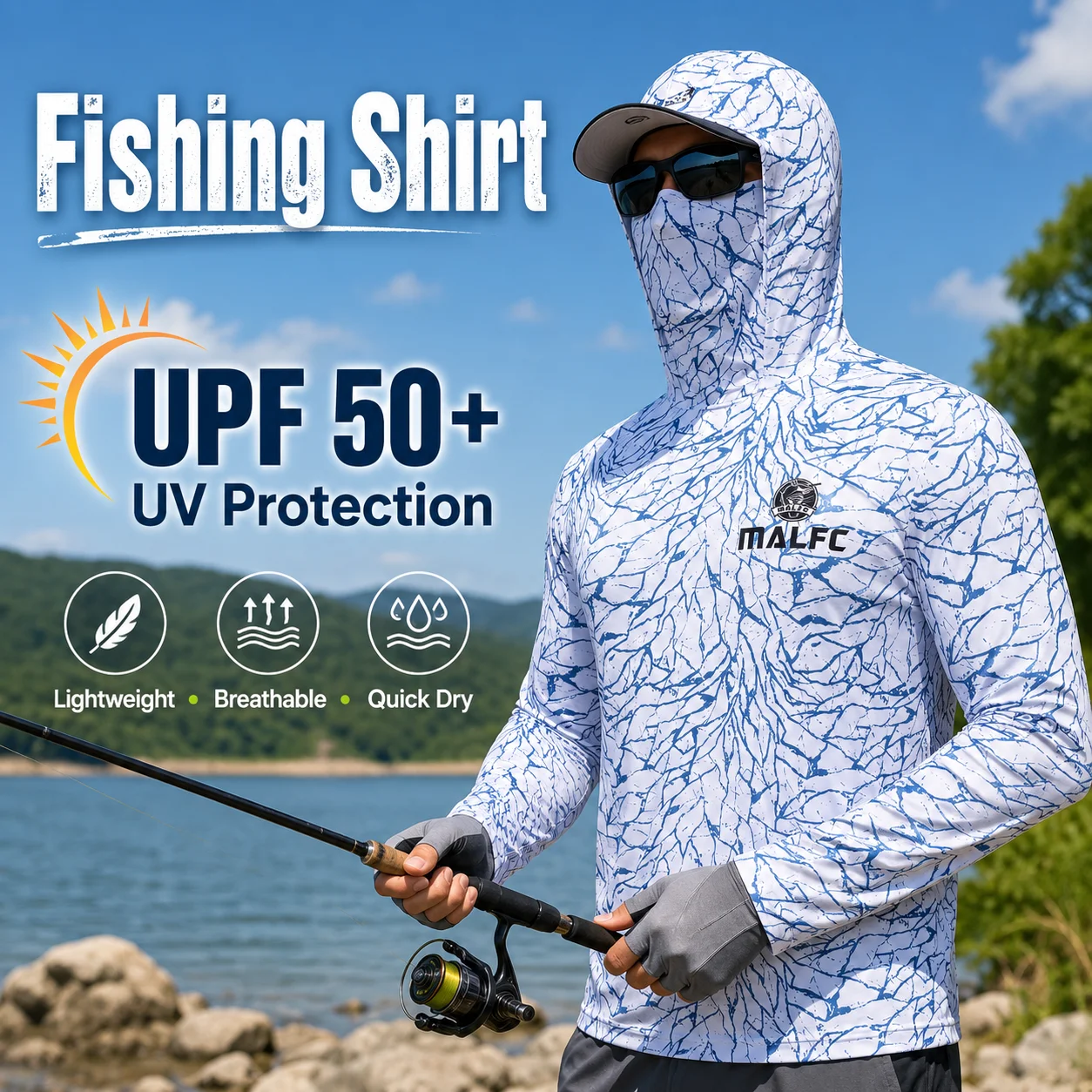 Fishing Mask Sun Protection - Camisa de pesca de manga comprida