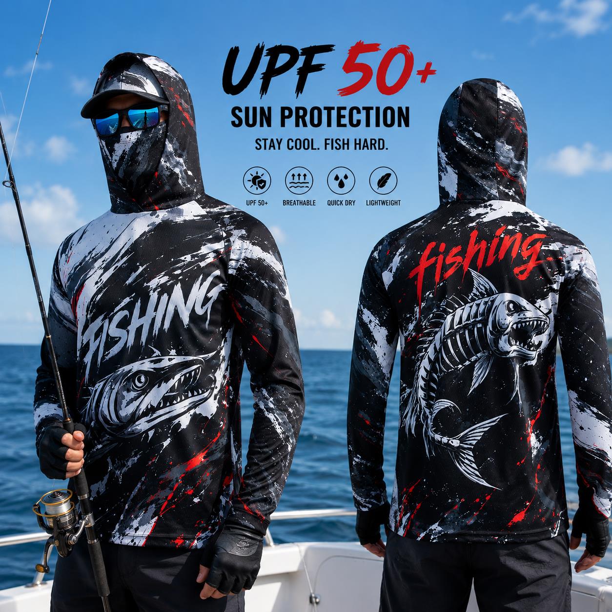 Camisa de Pesca Unissex de Man - Fishing Mask Sun Protection avaliação e preço