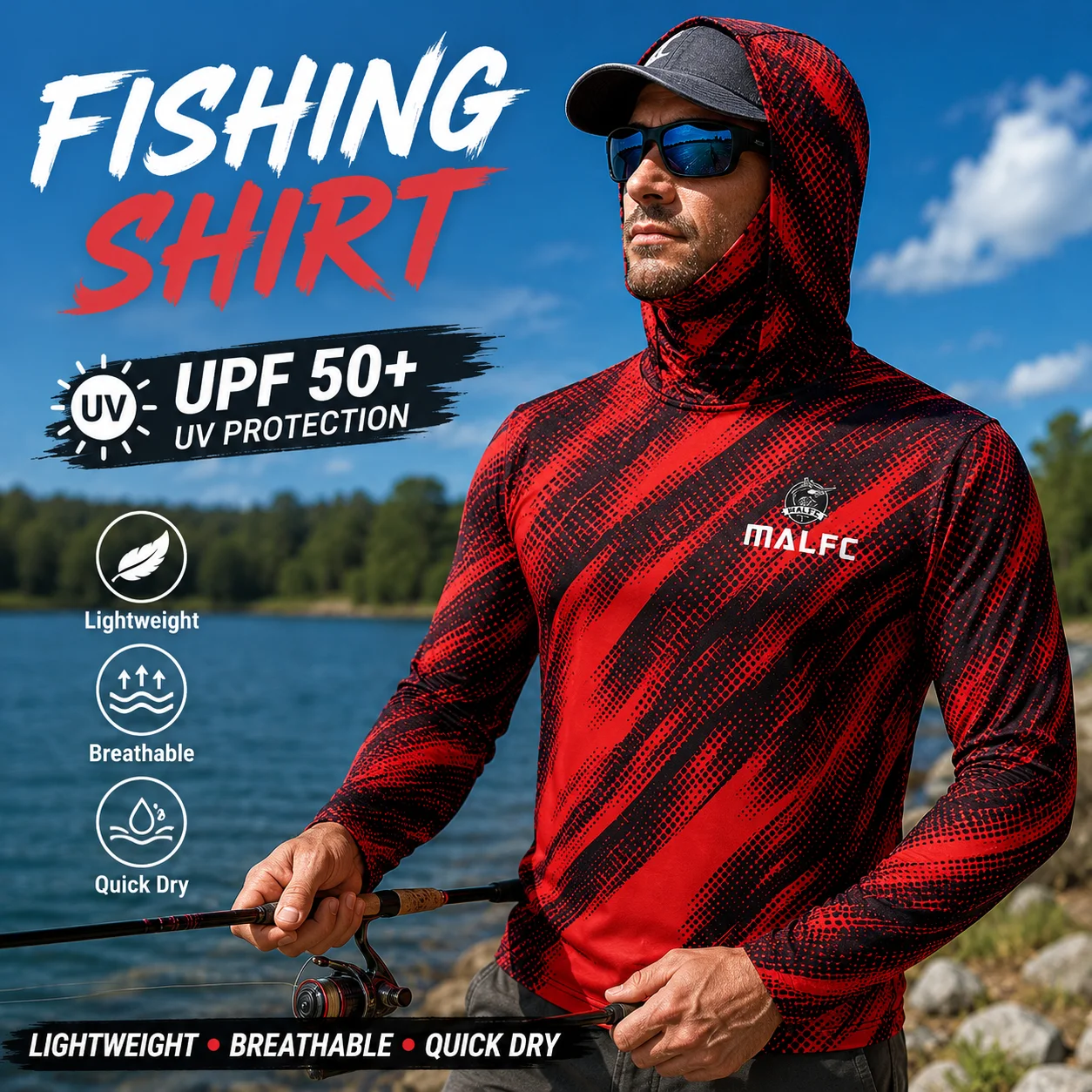 Camisa de pesca de manga compr - Fishing Mask Sun Protection avaliação e preço
