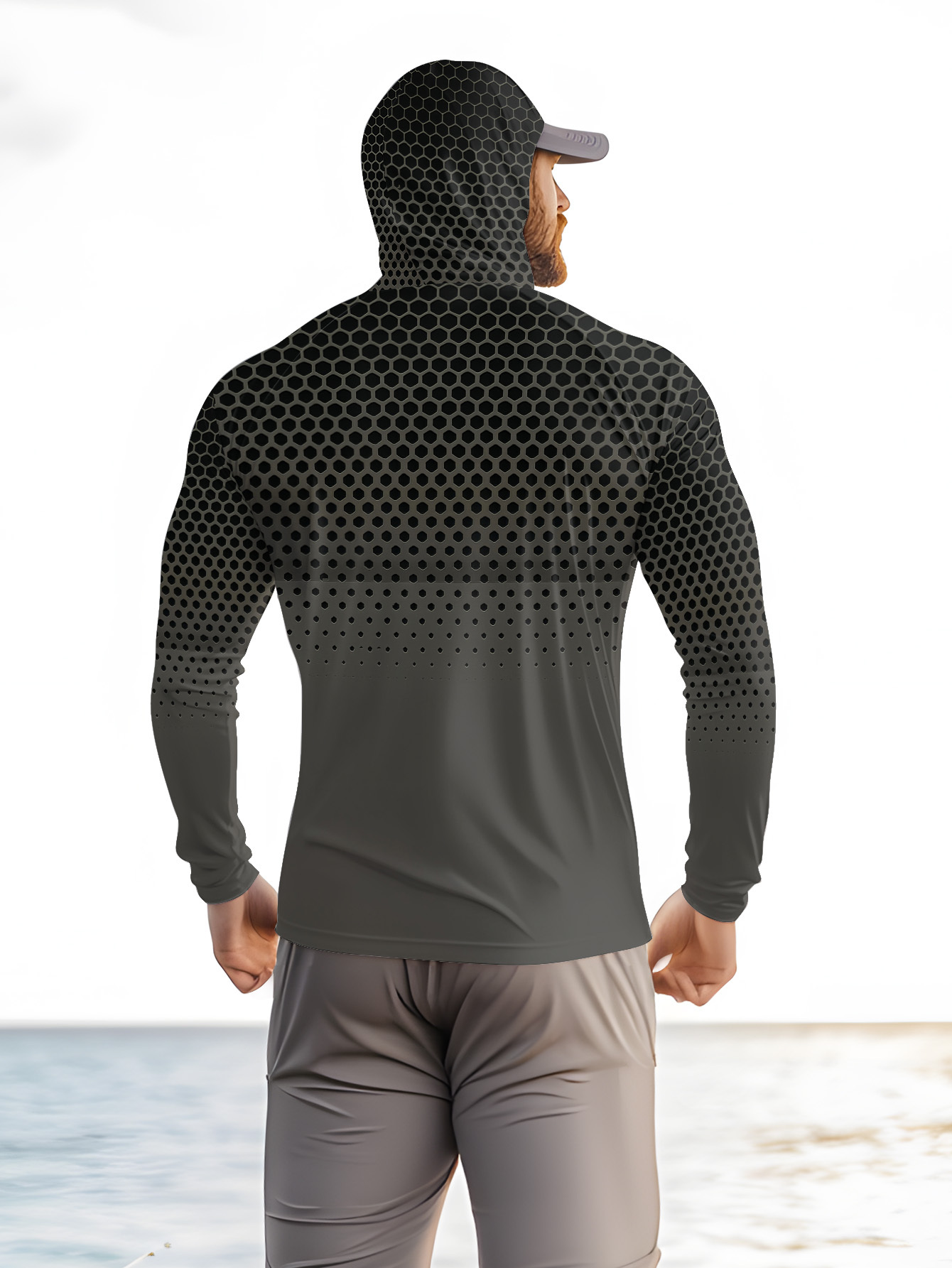 Camisa de Pesca Masculina de V - Fishing Mask Sun Protection avaliação e preço