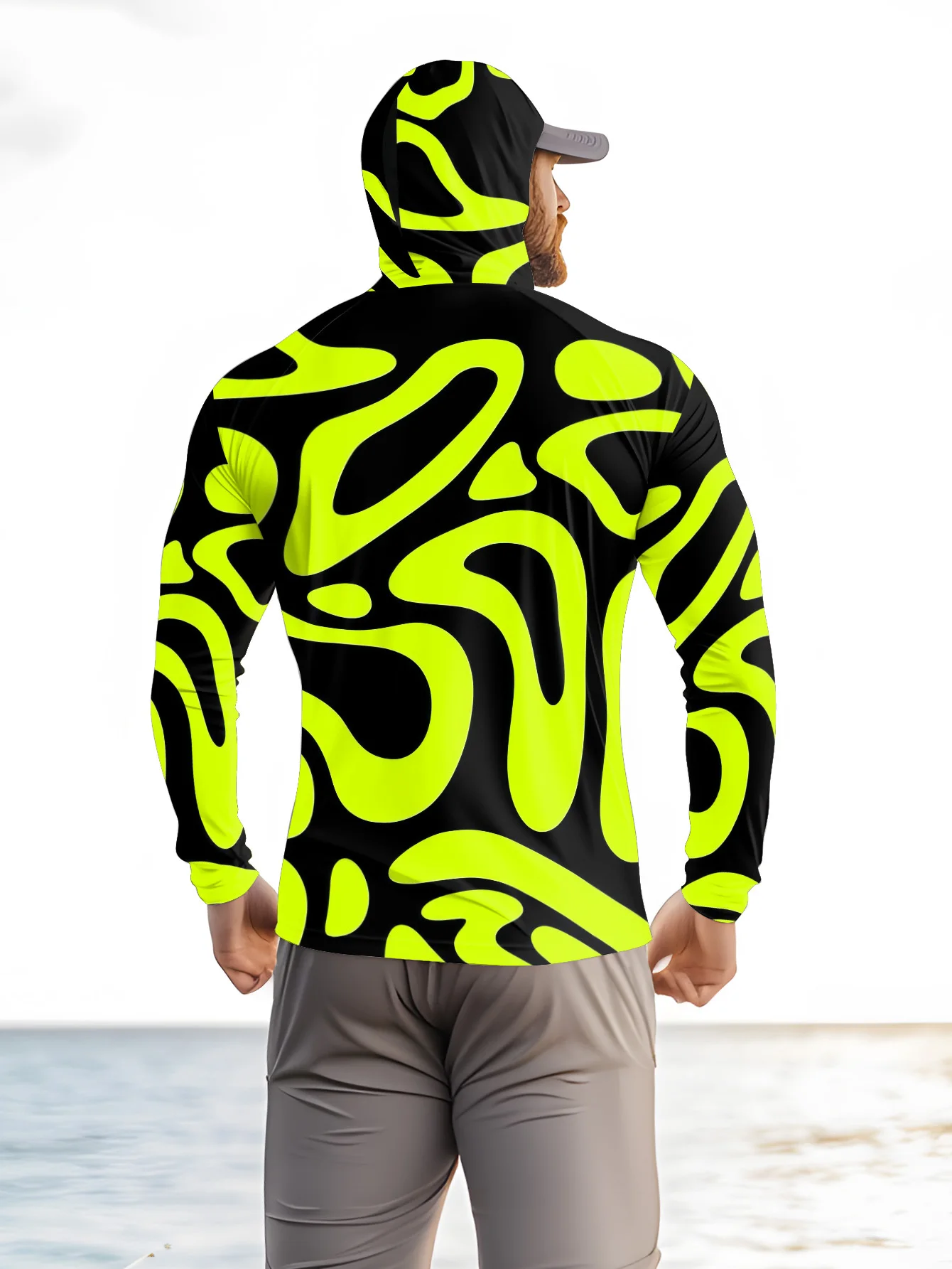 Camisa de pesca masculina com  - Fishing Mask Sun Protection avaliação e preço
