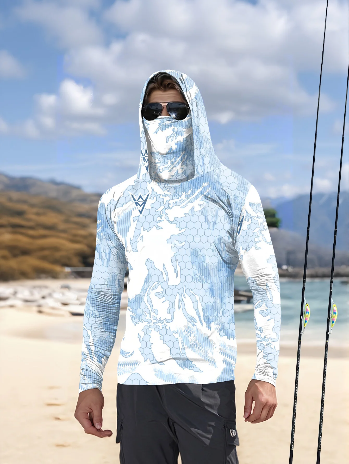 Novo Modelo 2026 de Camisa de  - Fishing Mask Sun Protection avaliação e preço